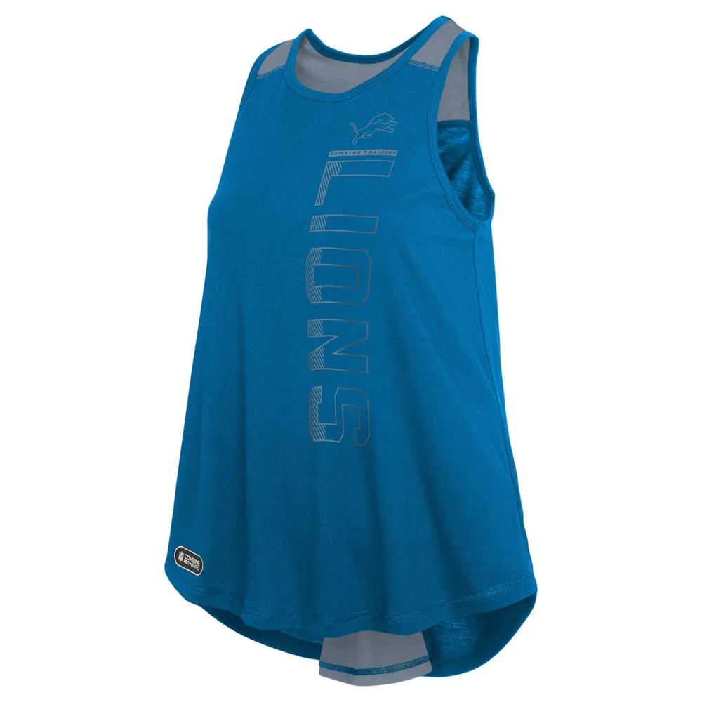 New Era Women's New Era Blue/Silver Detroit Lions Combine Authentic Over  The Top Tank