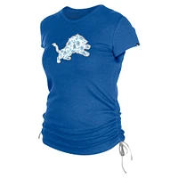 T-shirt froncé sur le côté des Detroit Lions New Era pour femme bleu