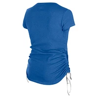T-shirt froncé sur le côté des Detroit Lions New Era pour femme bleu