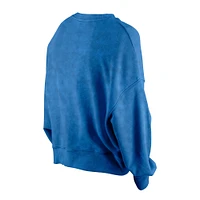 Women's New Era Blue Detroit Lions Throwback Boxy Sweatshirt