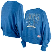 Women's New Era Blue Detroit Lions Throwback Boxy Sweatshirt