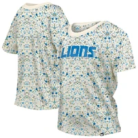 T-shirt à imprimé floral pour femme Detroit Lions Glam Game New Era crème