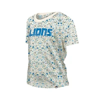 T-shirt à imprimé floral pour femme Detroit Lions Glam Game New Era crème