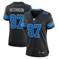 Maillot Nike Aidan Hutchinson pour femme, noir, 2e match alternatif des Detroit Lions