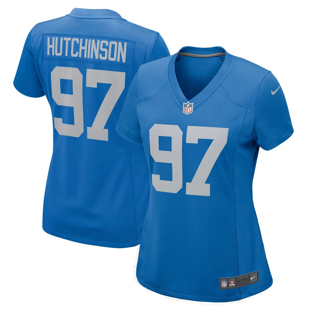 Youth Nike Aidan Hutchinson Blue Detroit Lions Player Name & Number T-Shirt