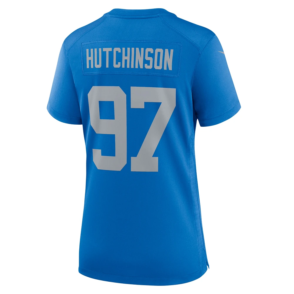 Maillot de match alternatif Nike Aidan Hutchinson pour femme des Detroit Lions, bleu