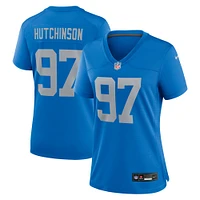 Maillot de match alternatif Nike Aidan Hutchinson pour femme des Detroit Lions, bleu