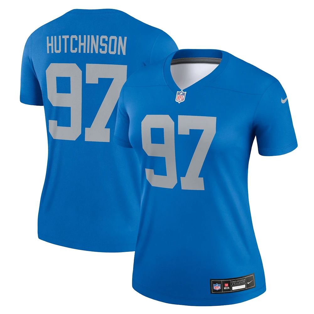 Haut de Performance Nike Alternate Legend Player bleu pour femme des Detroit Lions Aidan Hutchinson