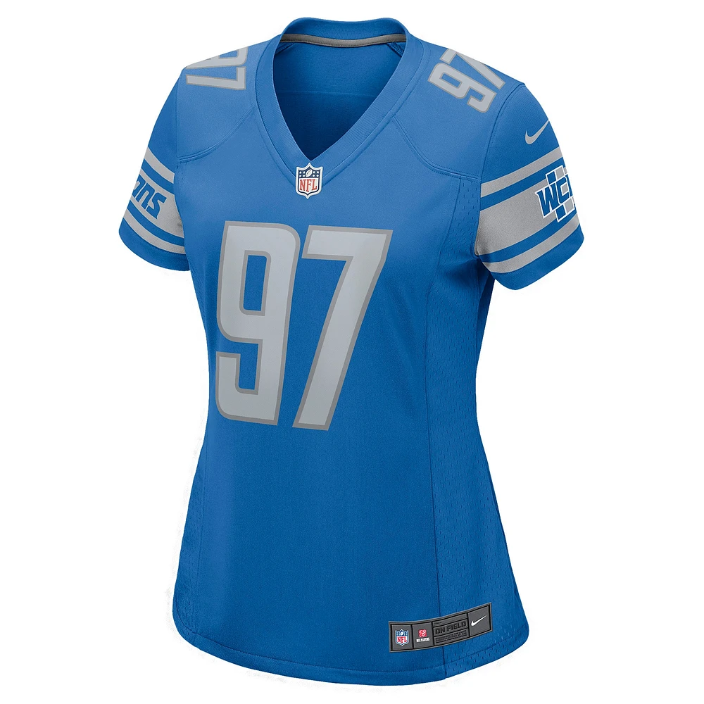 Maillot de match Nike Aidan Hutchinson des Detroit Lions pour femme, bleu