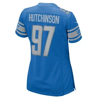 Maillot de match Nike Aidan Hutchinson des Detroit Lions pour femme, bleu