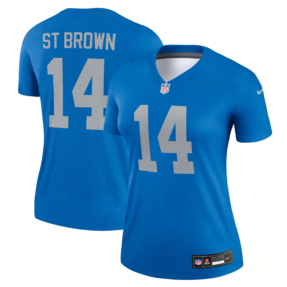 Haut de performance Nike Amon-Ra St. pour femme, marron et bleu, Detroit Lions Alternate Legend Player