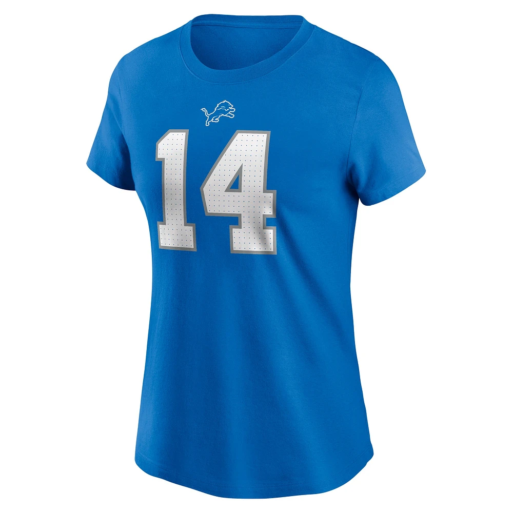 T-shirt avec nom et numéro de joueur Nike Amon-Ra St. Brown Blue Detroit Lions pour femme