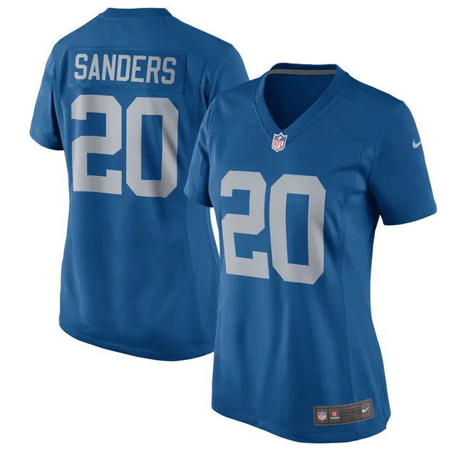 Men's Mitchell & Ness Barry Sanders Blue Detroit Lions Retired Player Name  & Number Long Sleeve Top