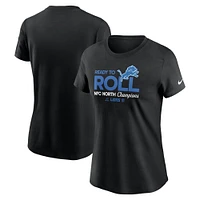 T-shirt Nike noir pour femme Detroit Lions 2024 NFC North Division Champions Locker Room Trophy Collection