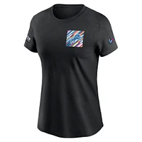 T-shirt Nike noir Detroit Lions Crucial Catch Sideline Tri-Blend pour femme