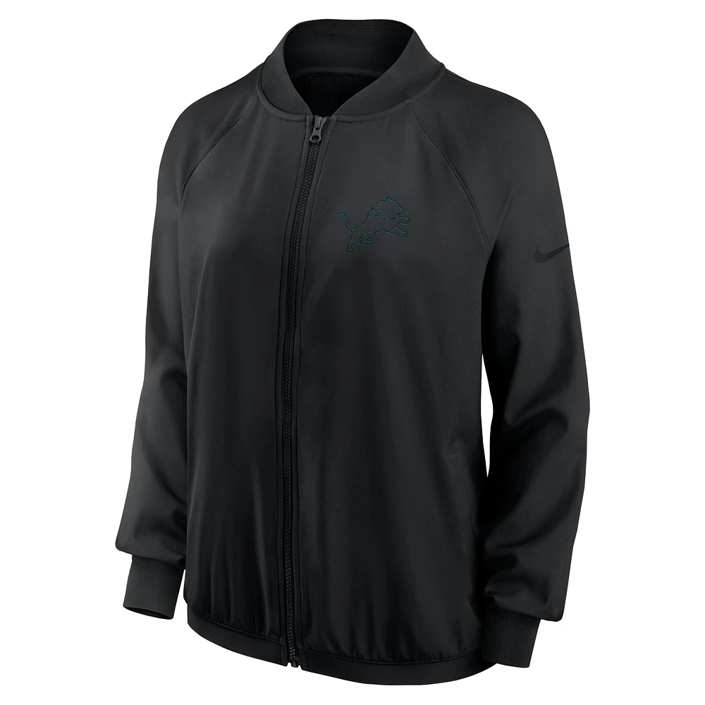 Women's Nike Black Detroit Lions Raglan Full-Zip Jacket