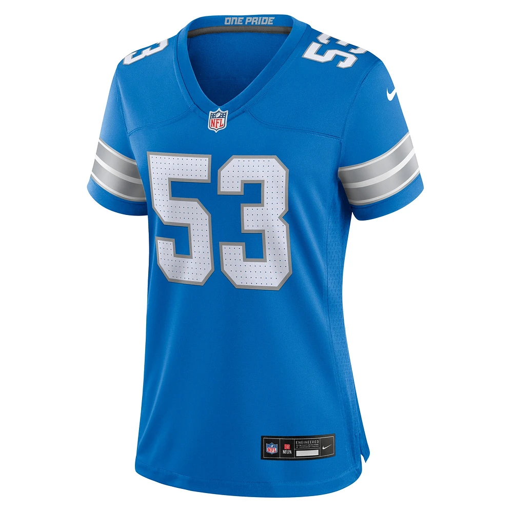 Maillot de match des Detroit Lions Nike DaRon Gilbert pour femme, bleu, bleu