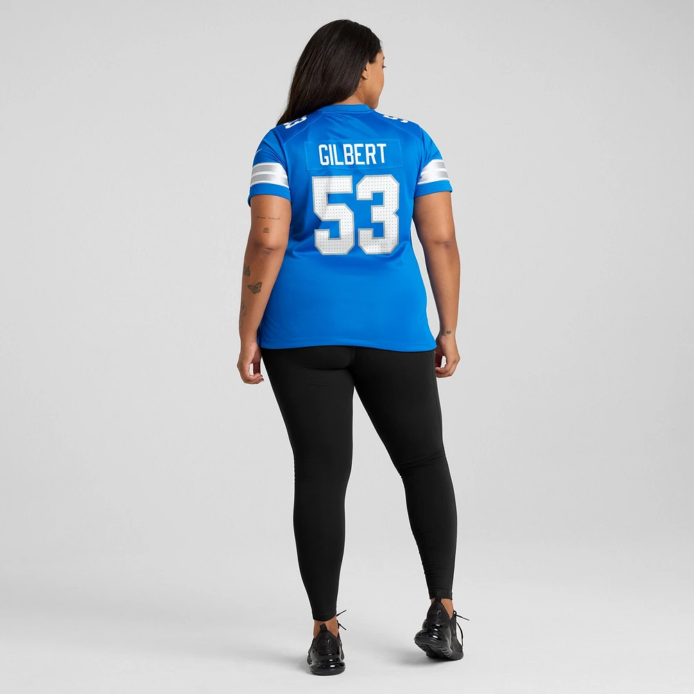 Maillot de match des Detroit Lions Nike DaRon Gilbert pour femme, bleu, bleu