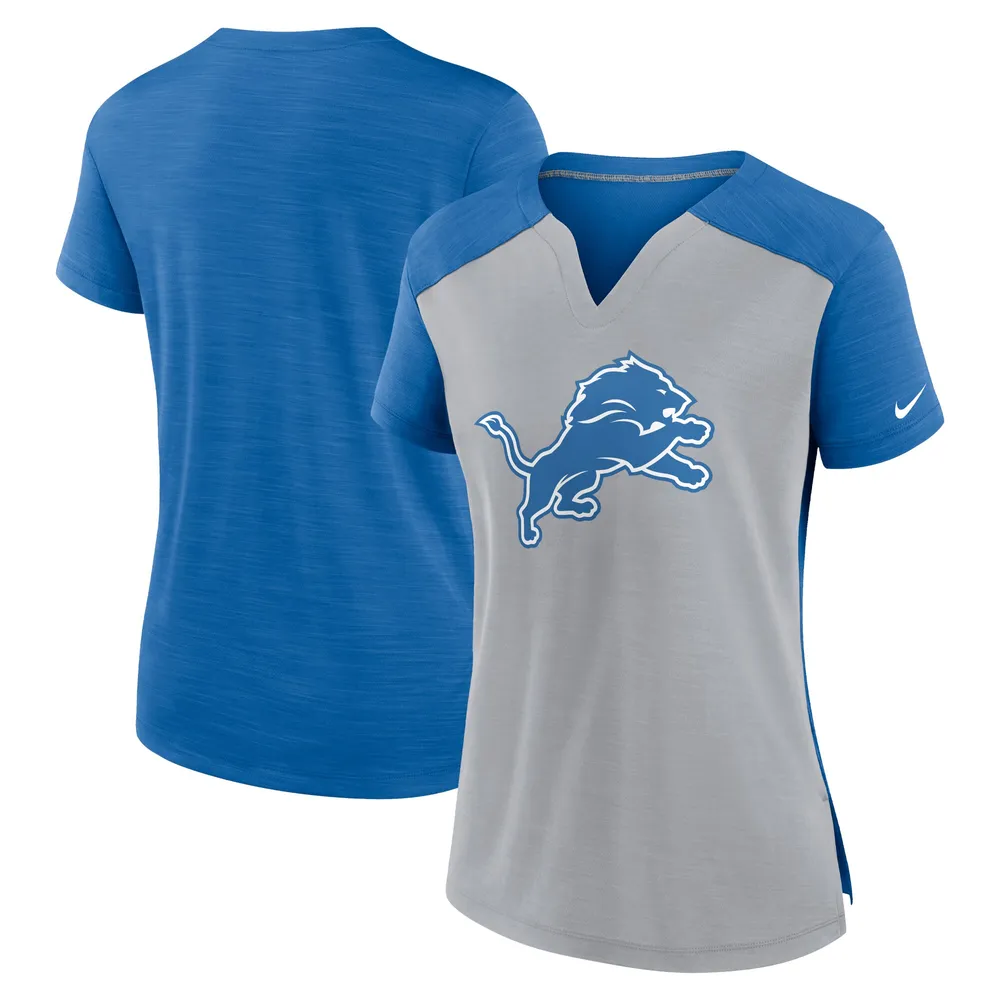 Lids Detroit Lions Nike Women's Impact Exceed Performance Notch Neck T-Shirt  - Gray/Blue