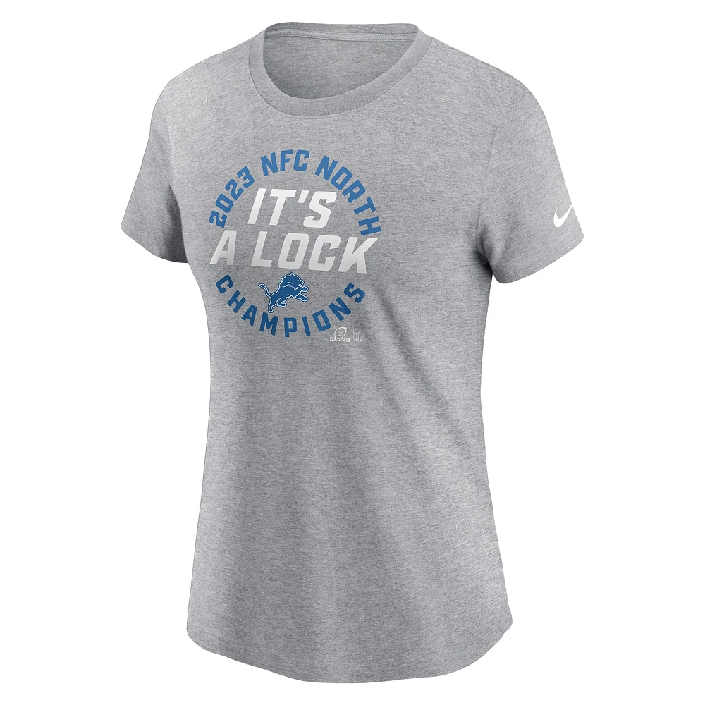 Women's Nike Gray Detroit Lions 2023 NFC North Division Champions Locker Room Trophy Collection T-Shirt