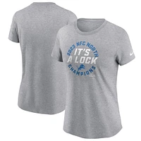 T-shirt Nike gris Detroit Lions 2023 NFC North Division Champions Locker Room Trophy Collection pour femme