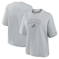 T-shirt Nike gris Glory Arch Boxy pour femme des Lions de Detroit