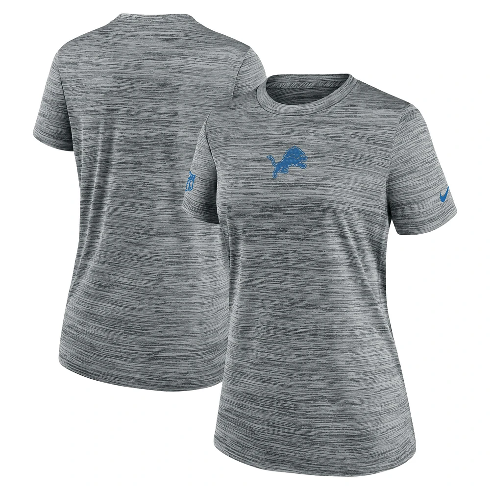 T-shirt Nike gris Detroit Lions Sideline Velocity Performance pour femme