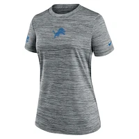 T-shirt Nike gris Detroit Lions Sideline Velocity Performance pour femme