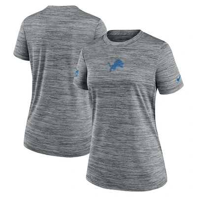 T-shirt Nike gris Detroit Lions Sideline Velocity Performance pour femme