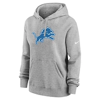 Women's Nike Heather Gray Detroit Lions Club Fleece Pullover Hoodie