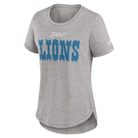 Women's Nike Heather Gray Detroit Lions Wordmark Tri-Blend Scoop Neck T-Shirt