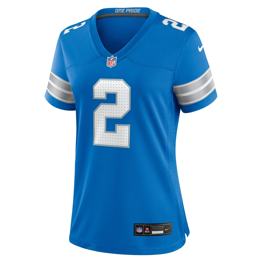 Maillot de match Nike Hendon Hooker bleu pour femme des Detroit Lions