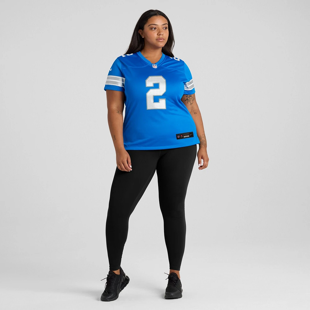 Maillot de match Nike Hendon Hooker bleu pour femme des Detroit Lions