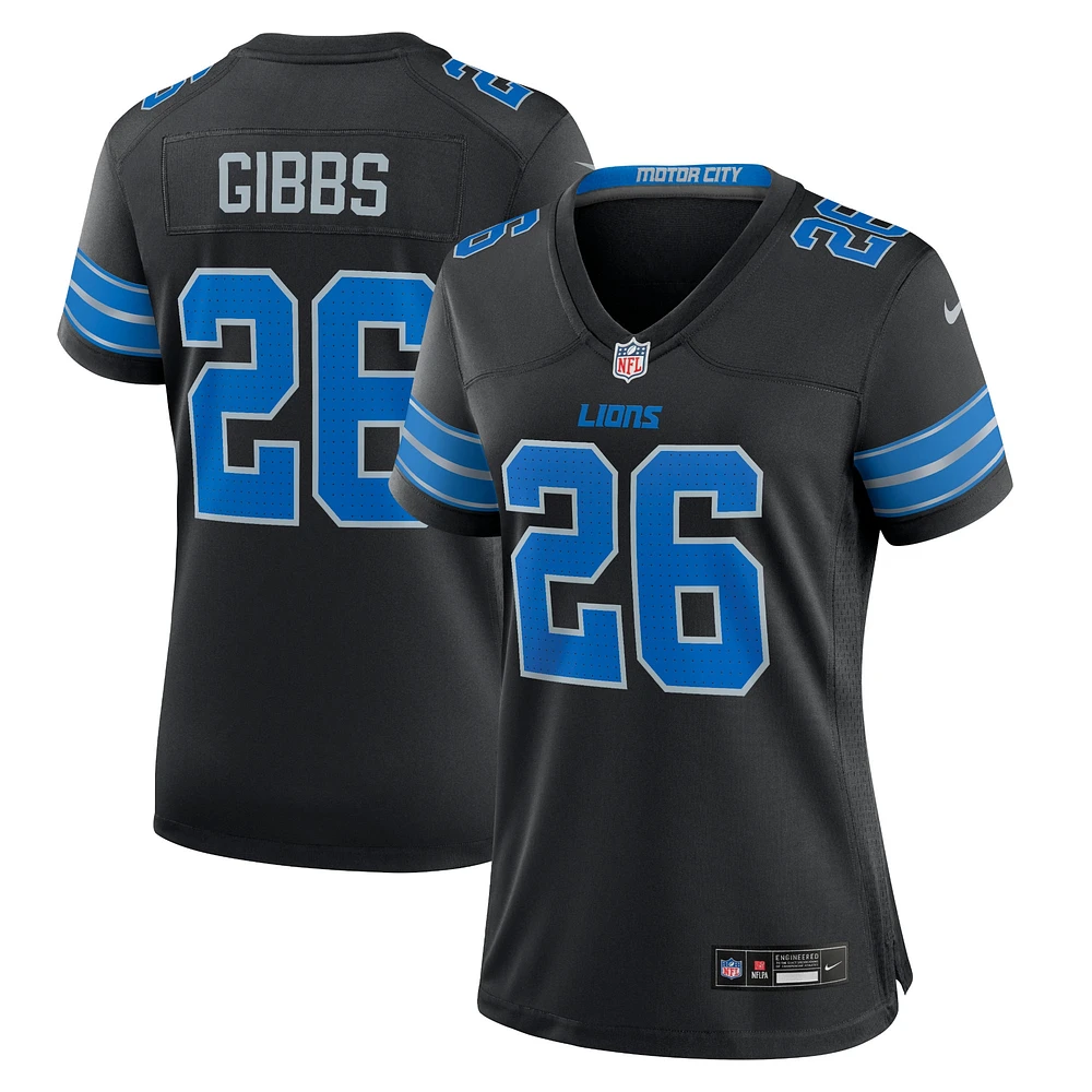 Maillot Nike Jahmyr Gibbs pour femme, noir, 2e match alternatif des Detroit Lions