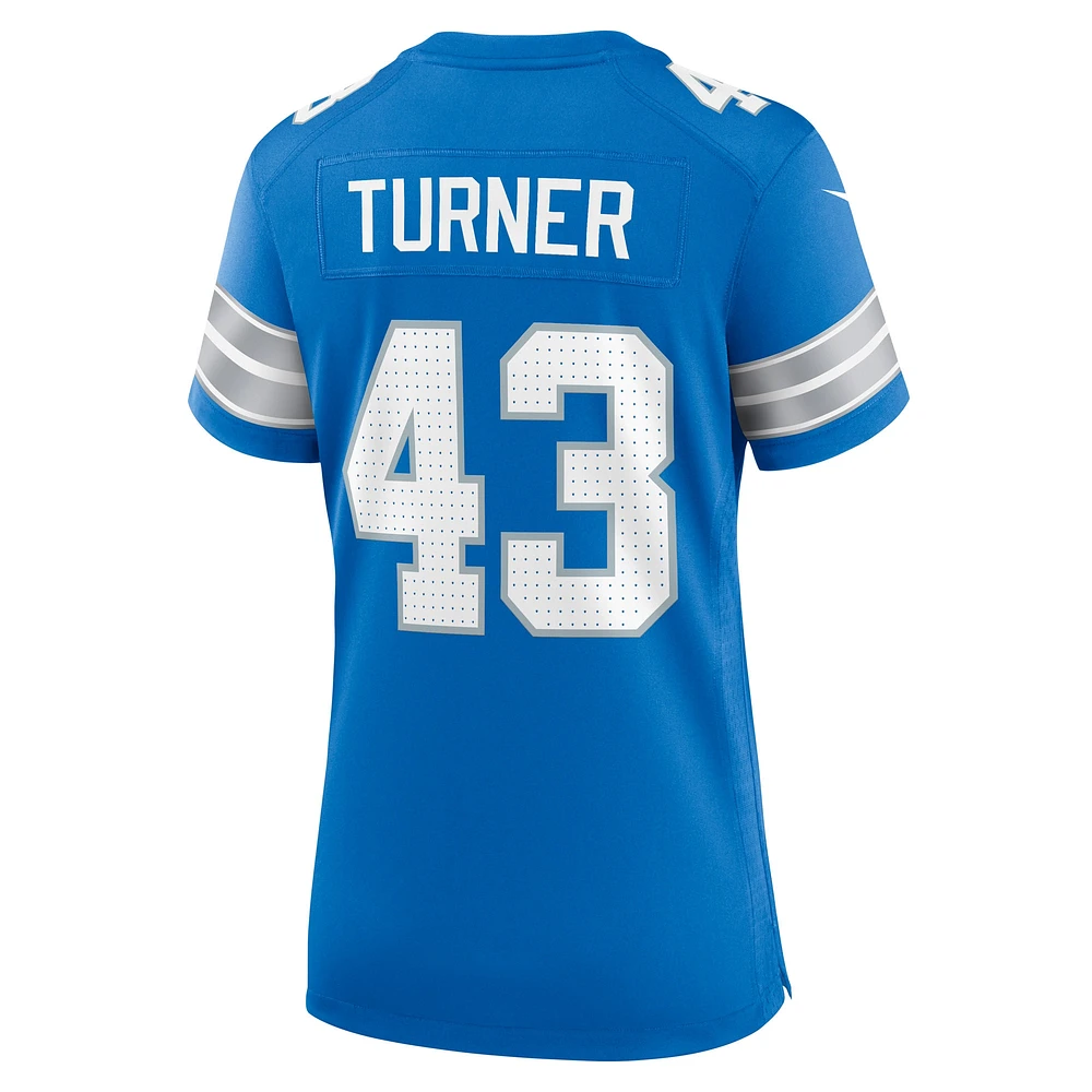 Women's Nike James Turner  Blue Detroit Lions Game Jersey
