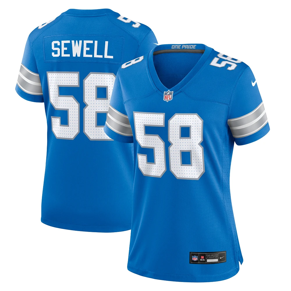 Maillot de match Nike Penei Sewell des Detroit Lions pour femme, bleu