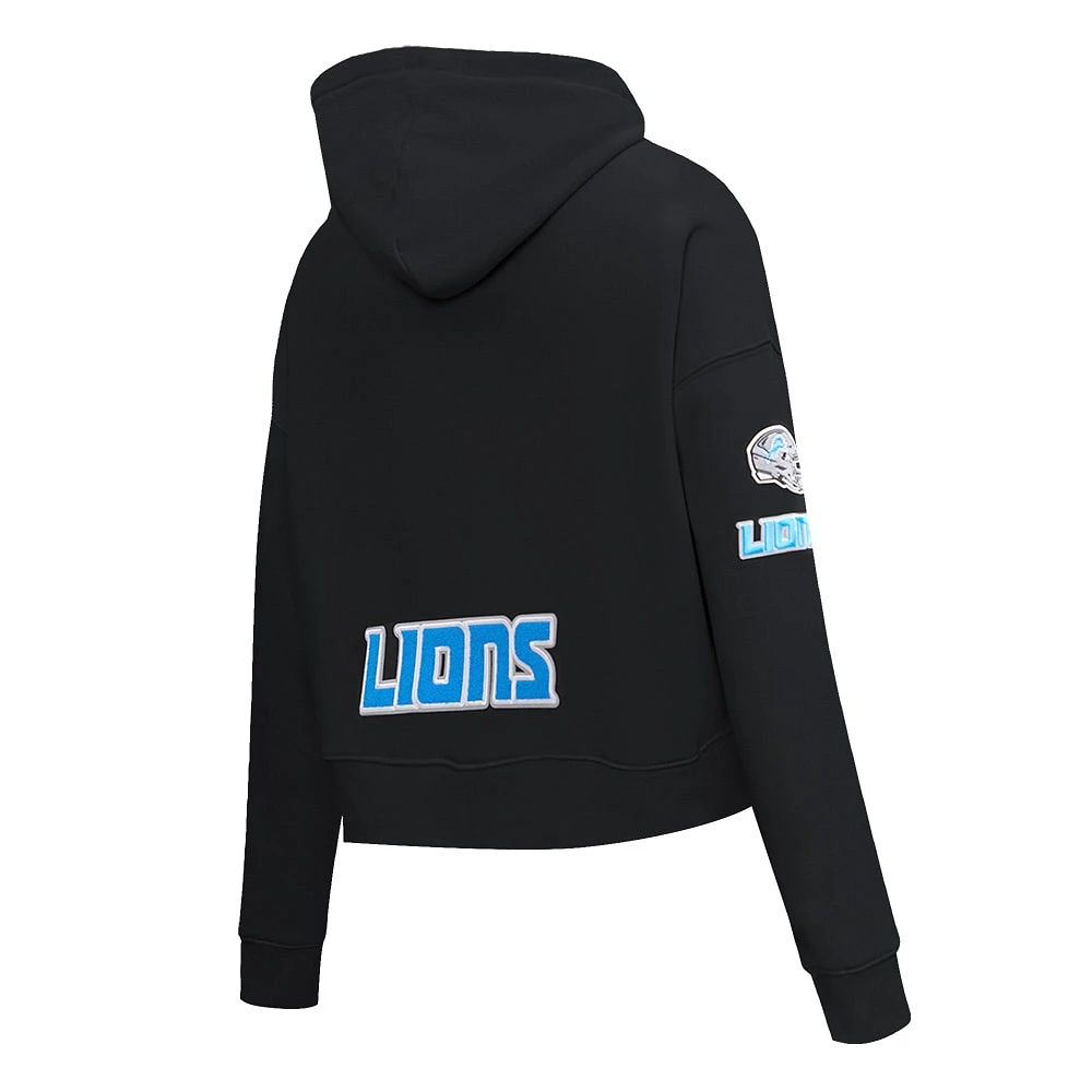 Women's Pro Standard Black Detroit Lions Classic Fleece Cropped Pullover Hoodie