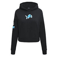 Women's Pro Standard Black Detroit Lions Classic Fleece Cropped Pullover Hoodie