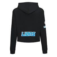 Women's Pro Standard Black Detroit Lions Classic Fleece Cropped Pullover Hoodie