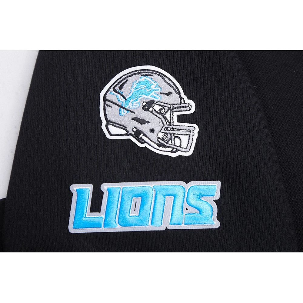 Women's Pro Standard Black Detroit Lions Classic Fleece Cropped Pullover Hoodie