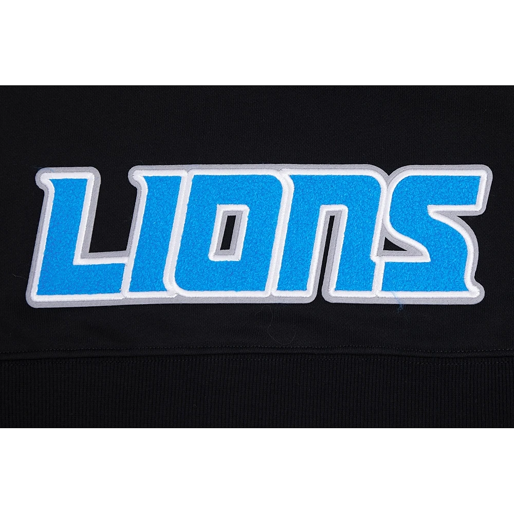 Women's Pro Standard Black Detroit Lions Classic Fleece Cropped Pullover Hoodie