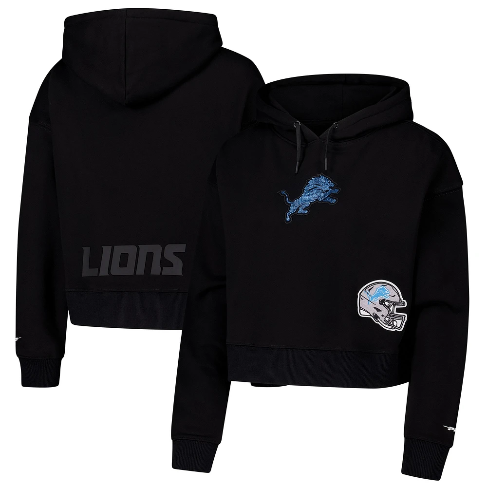 Sweat à capuche court imprimé bijoux Detroit Lions Pro Standard pour femme, noir