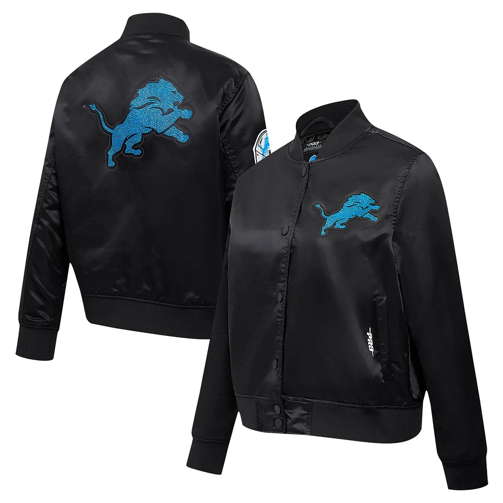 Veste à boutons-pression en satin ornée de bijoux Detroit Lions Pro Standard pour femme