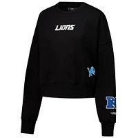 Women's Pro Standard  Black Detroit Lions Wingspan Boxy Cropped Pullover Sweatshirt