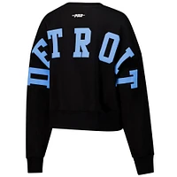 Women's Pro Standard  Black Detroit Lions Wingspan Boxy Cropped Pullover Sweatshirt