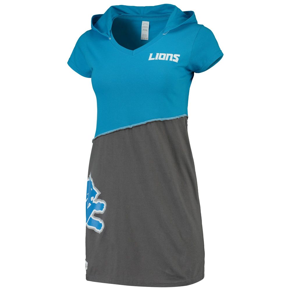 Refried Apparel Women's Refried Apparel Blue/Charcoal Detroit Lions  Sustainable Hooded Mini Dress