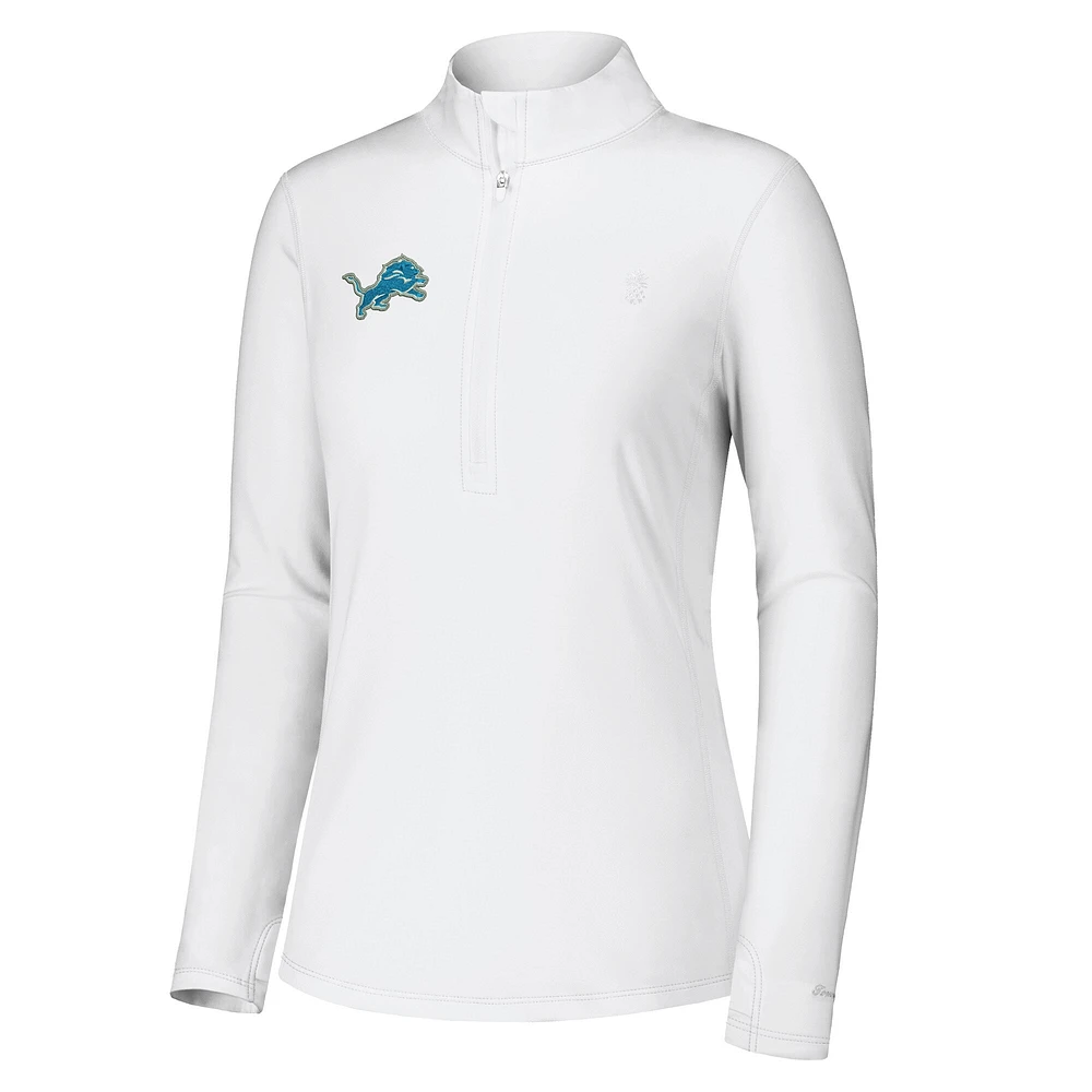 Women's Tommy Bahama White Detroit Lions Sport Playa Vista Quarter-Zip Jacket