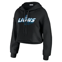 Women's WEAR by Erin Andrews Black Detroit Lions Prime Cropped Pullover Hoodie