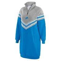 Women's WEAR by Erin Andrews  Blue/Heather Gray Detroit Lions Chevron Stripe Dress