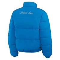 Women's WEAR by Erin Andrews  Blue/White Detroit Lions Reversible Cropped Full-Zip Puffer Jacket